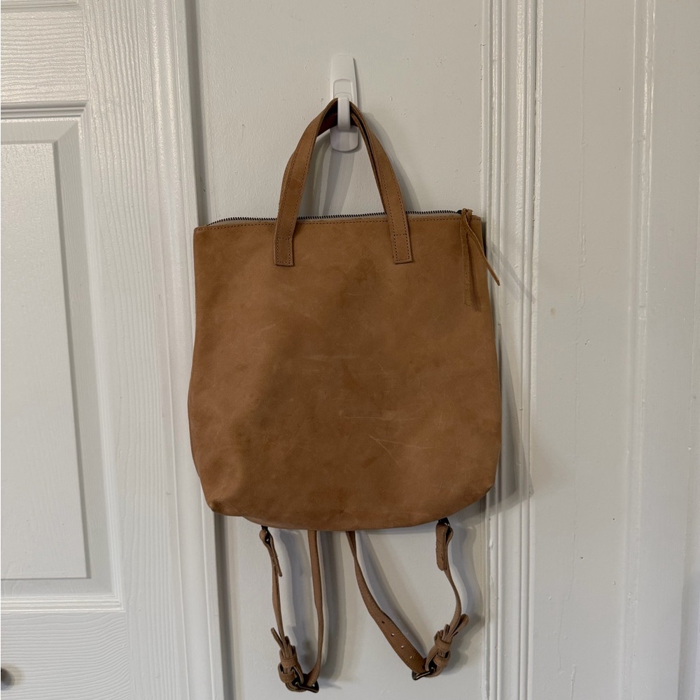 Able Tan Leather Backpack Tote